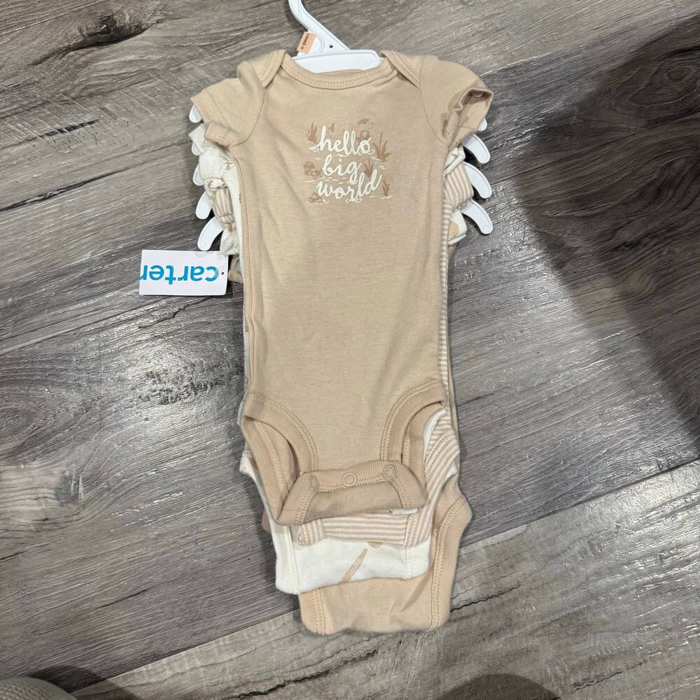 NWT Carter’s Preemie Baby Short Sleeve Bodysuit Bundle Neutral Beige Cotton